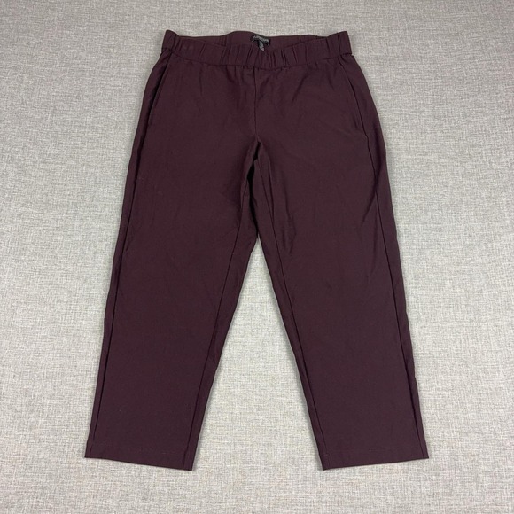 Eileen Fisher Pants - Eileen Fisher Pants Womens Petite Small Burgundy Tapered Stretch Crepe Cropped